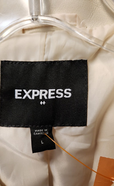 Express Women's Size L Cream Faux Leather Jacket
