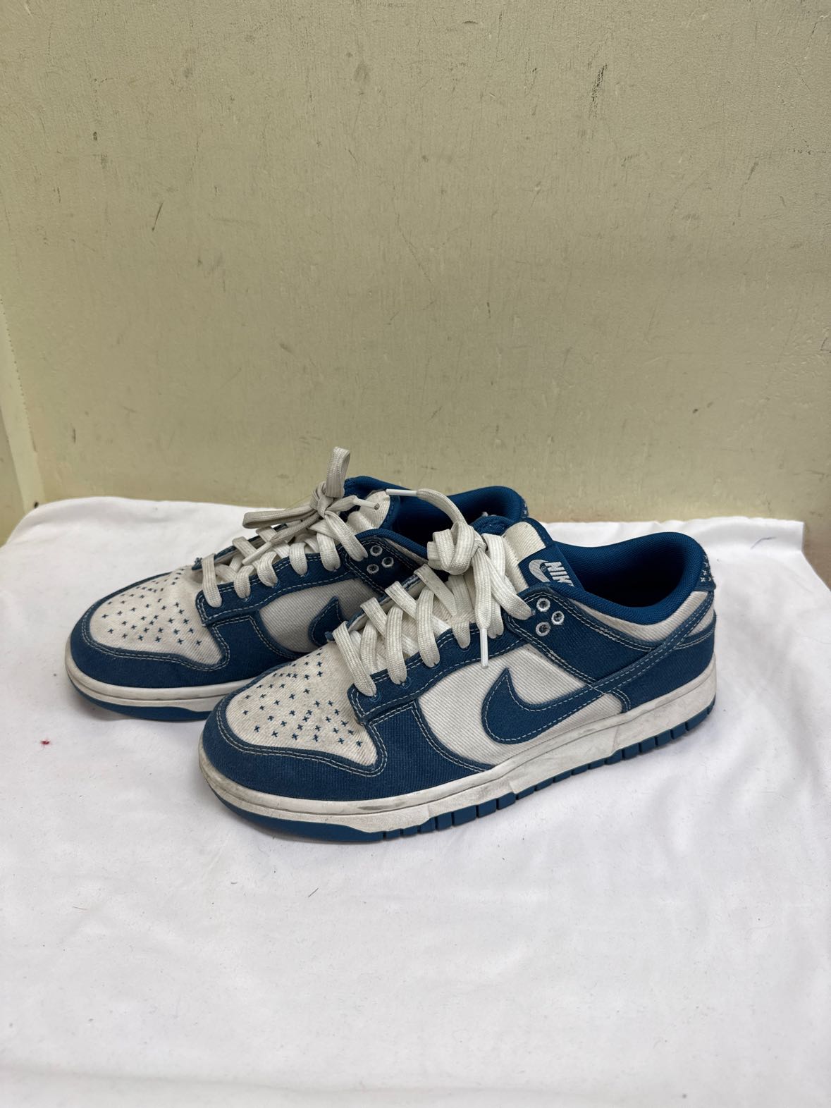 Nike Dunk Low Blue Sashiko White DV0834-101 Men's Size 9 Sneakers Shoes
