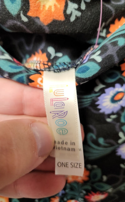 Lularoe Women's Size One Size Black Floral Leggings
