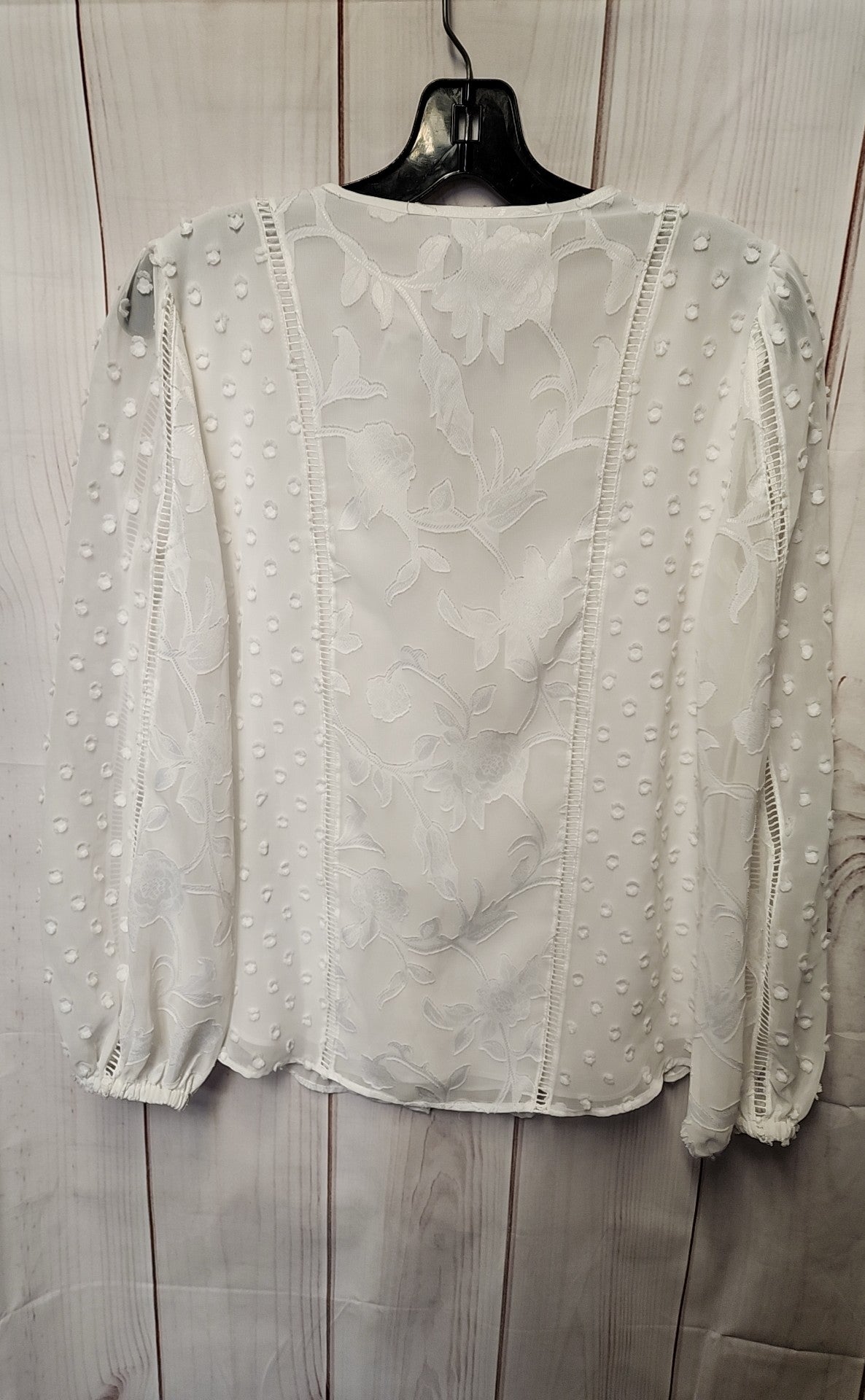 White House Black Market Women's Size XS White Floral Long Sleeve Top