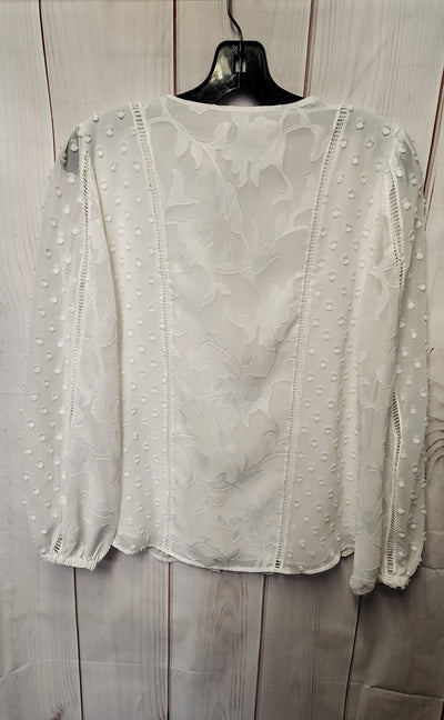 White House Black Market Women's Size XS White Floral Long Sleeve Top