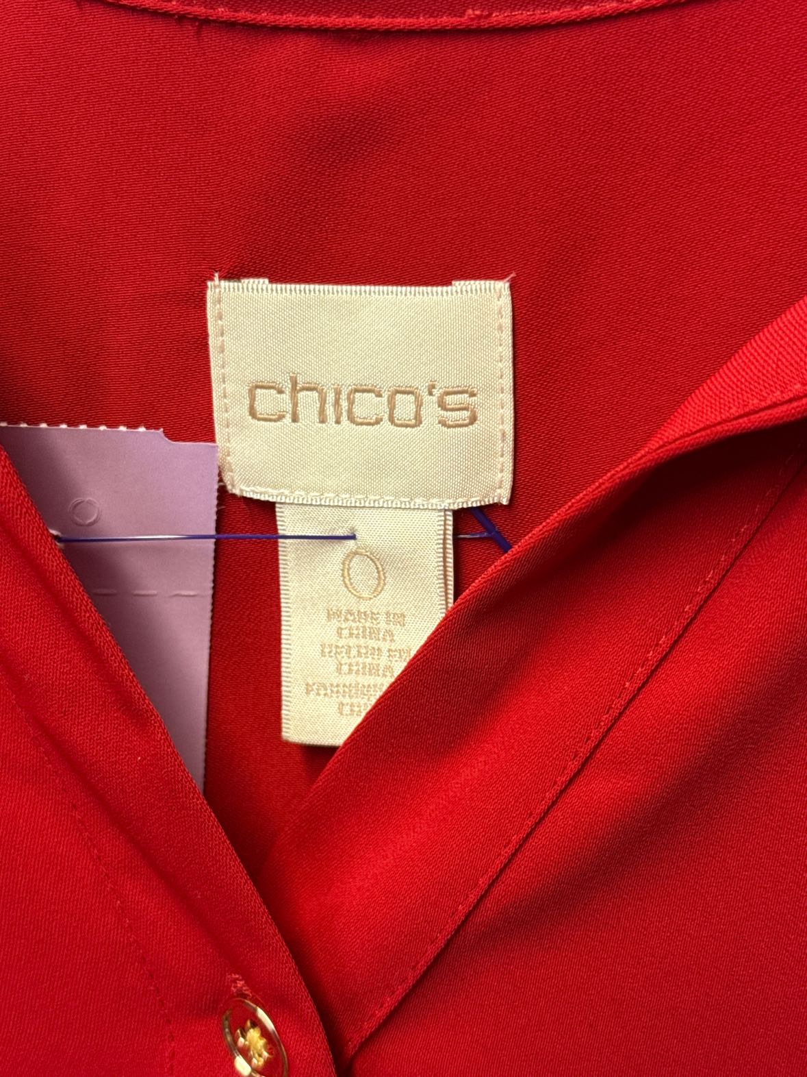 Chico's Women's Size 0 = US S Red Long Sleeve Top