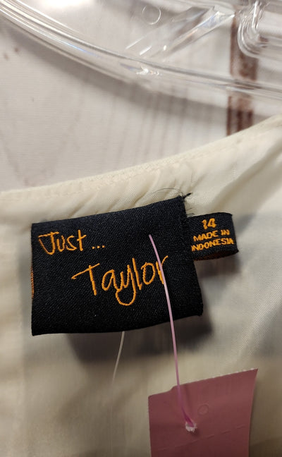 Just Taylor Women's Size 14 White & Blue Dress