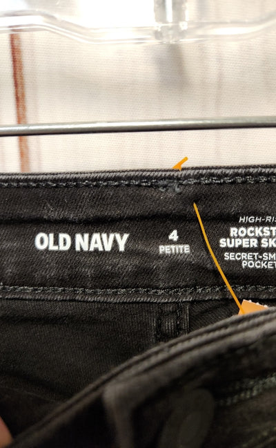 Old Navy Women's Size 4 Petite Black Jeans High Rise Rockstar Super Skinny