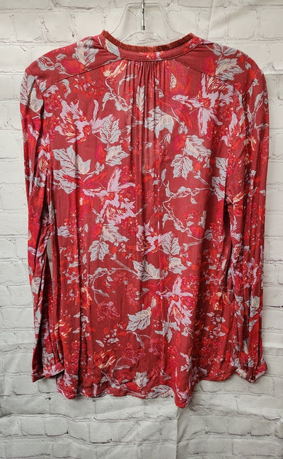 Lucky Brand Women's Size S Red Floral Long Sleeve Top