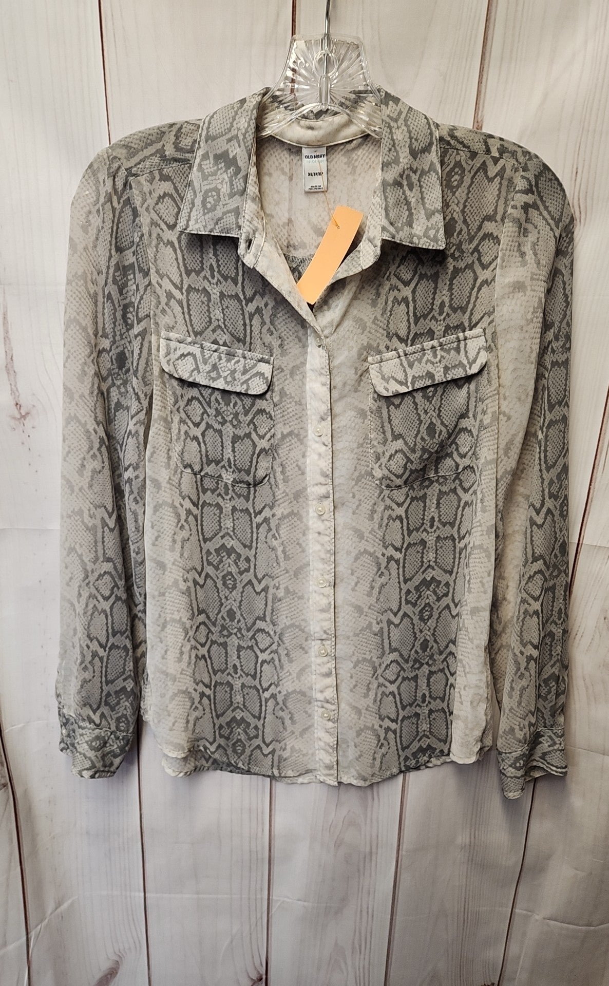 Old Navy Women's Size XS Gray Animal Print Long Sleeve Top