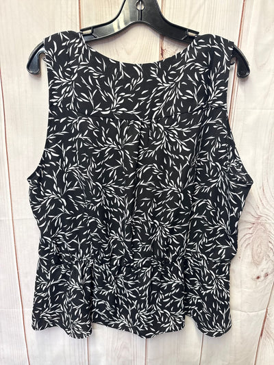 White House Black Market Women's Size XL Black Floral Sleeveless Top