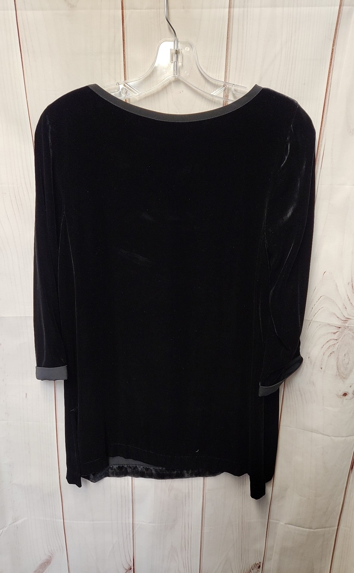 J Jill Women's Size XS Petite Black Velour 3/4 Sleeve Top