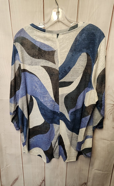 NWT Rachel Zoe Women's Size 2X Blue Linen 3/4 Sleeve Top