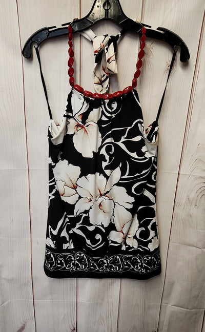 White House Black Market Women's Size M White & Black Floral Sleeveless Top