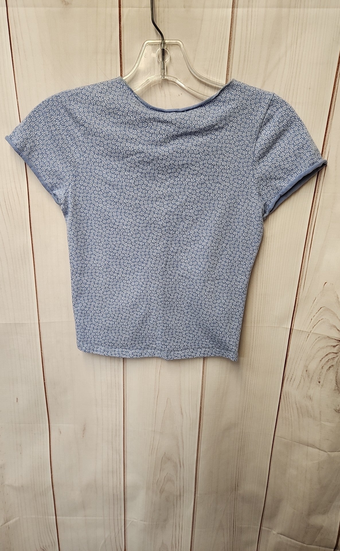 Brandy Melville Women's Size One Size Blue Floral Short Sleeve Top