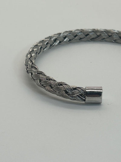 Silver Braided Cuff Bracelet