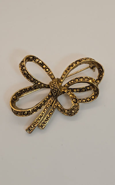 Gold Bow Brooch Pin