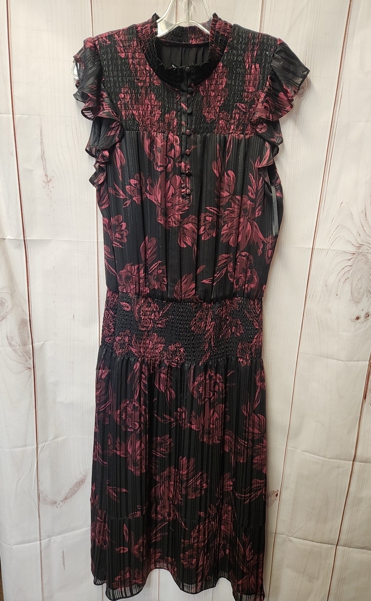 White House Black Market Women's Size M Black & Red Floral Dress