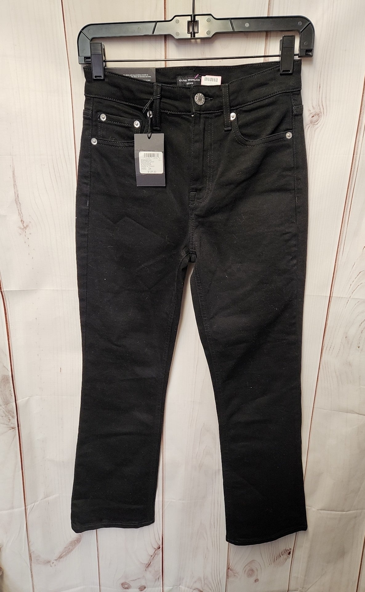 NWT Club Monaco Women's Size 24 (00) Black Jeans Kick Crop