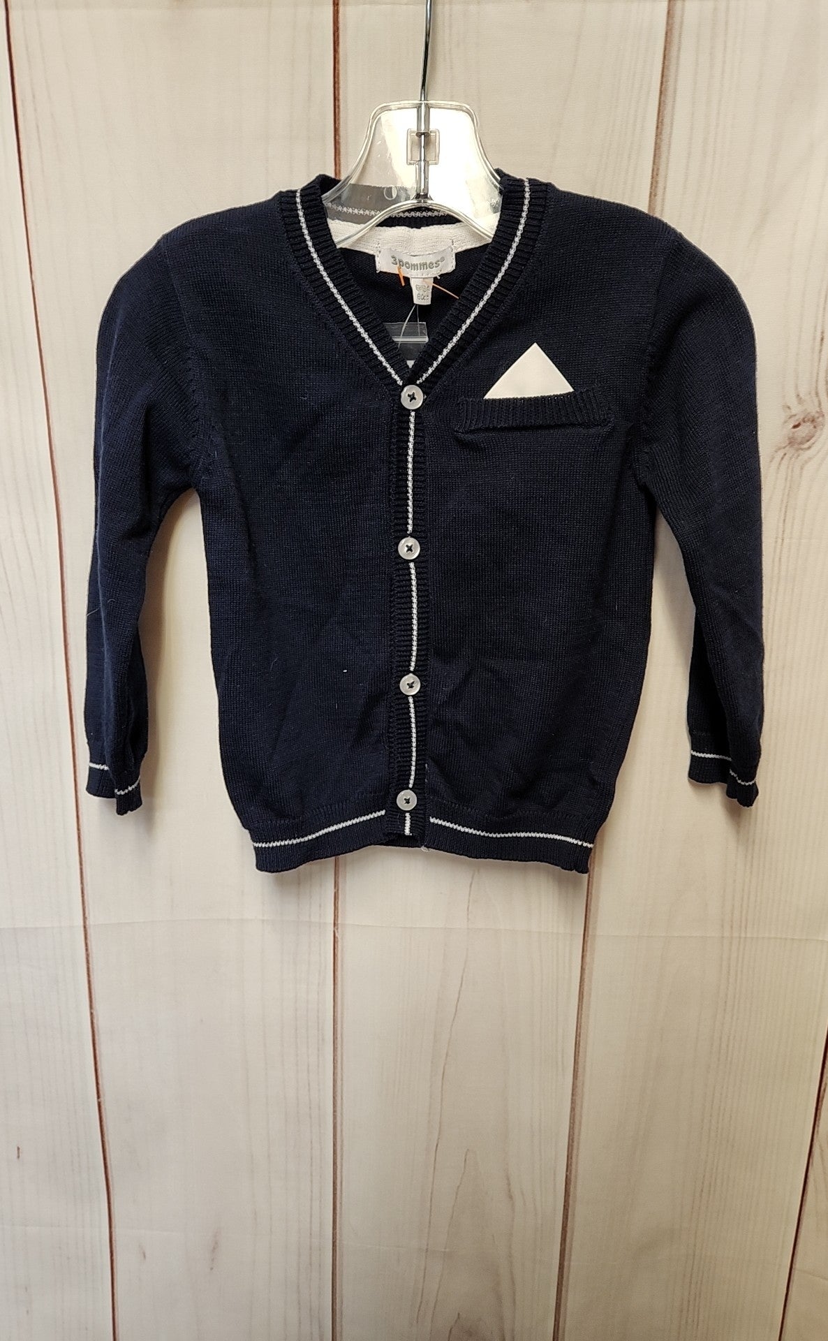 NWT 3pommes Boy's Size 9-12 Months Navy Button Sweater