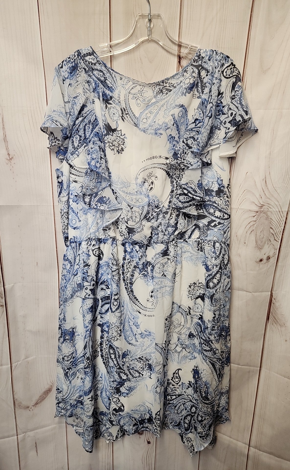 AB studio Women's Size 18 White & Blue Dress