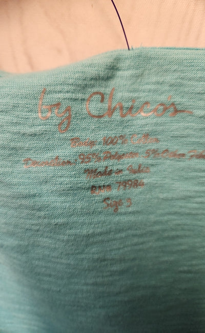 Chico's Women's Size 3 = US XL Blue Lace Short Sleeve Top