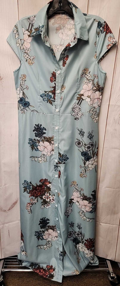 Misslook Women's Size M Light Blue Floral Dress