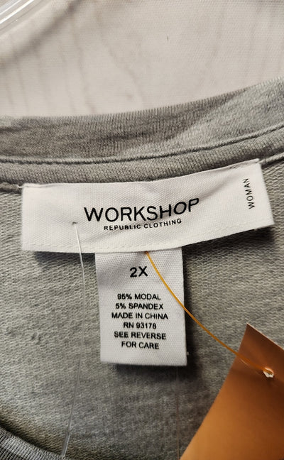 NWT Workshop Women's Size 2X Gray Camo Long Sleeve Top