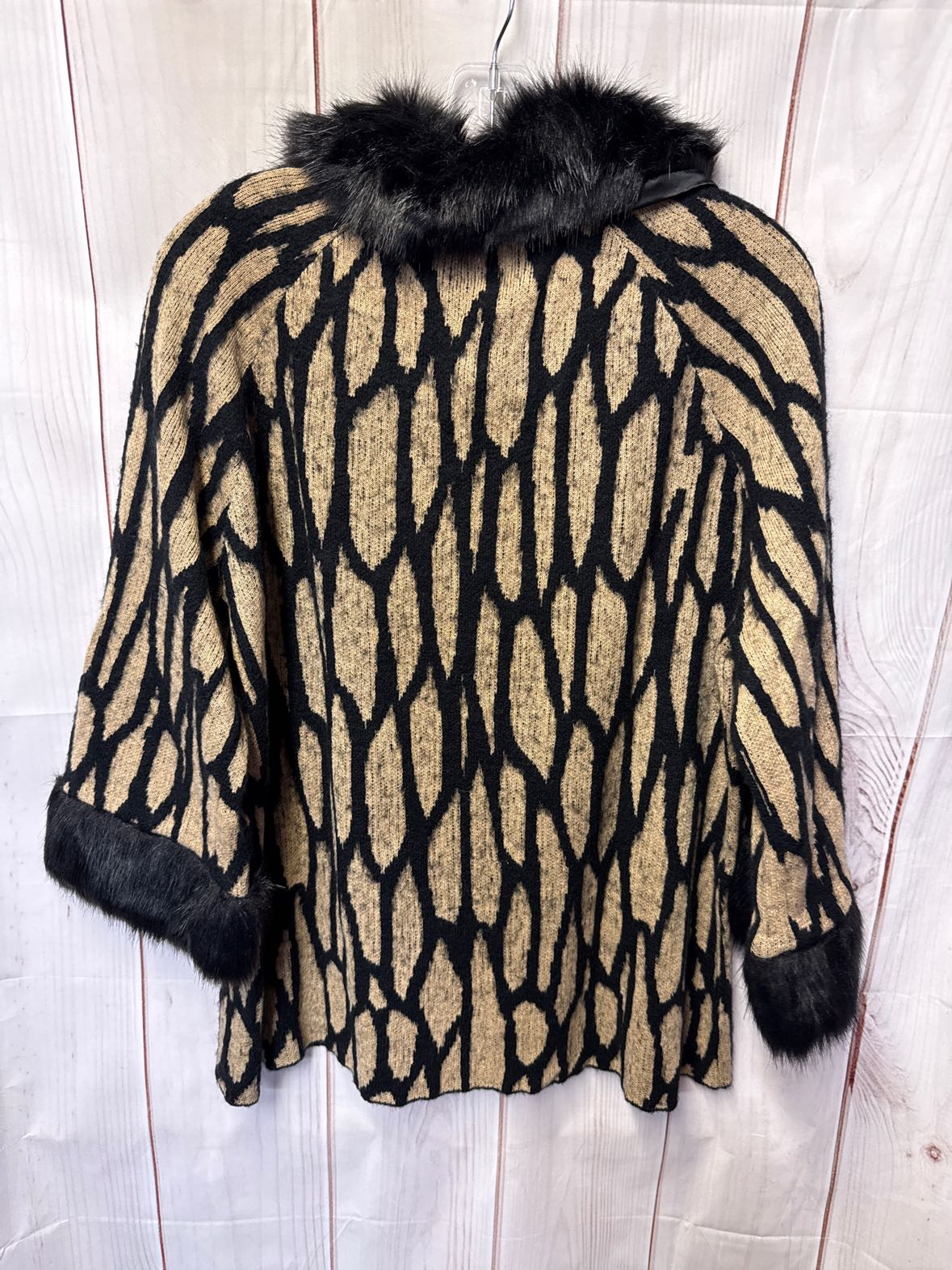 Chico's Women's Size 3 = US XL Black & Brown Jacket with removable collar