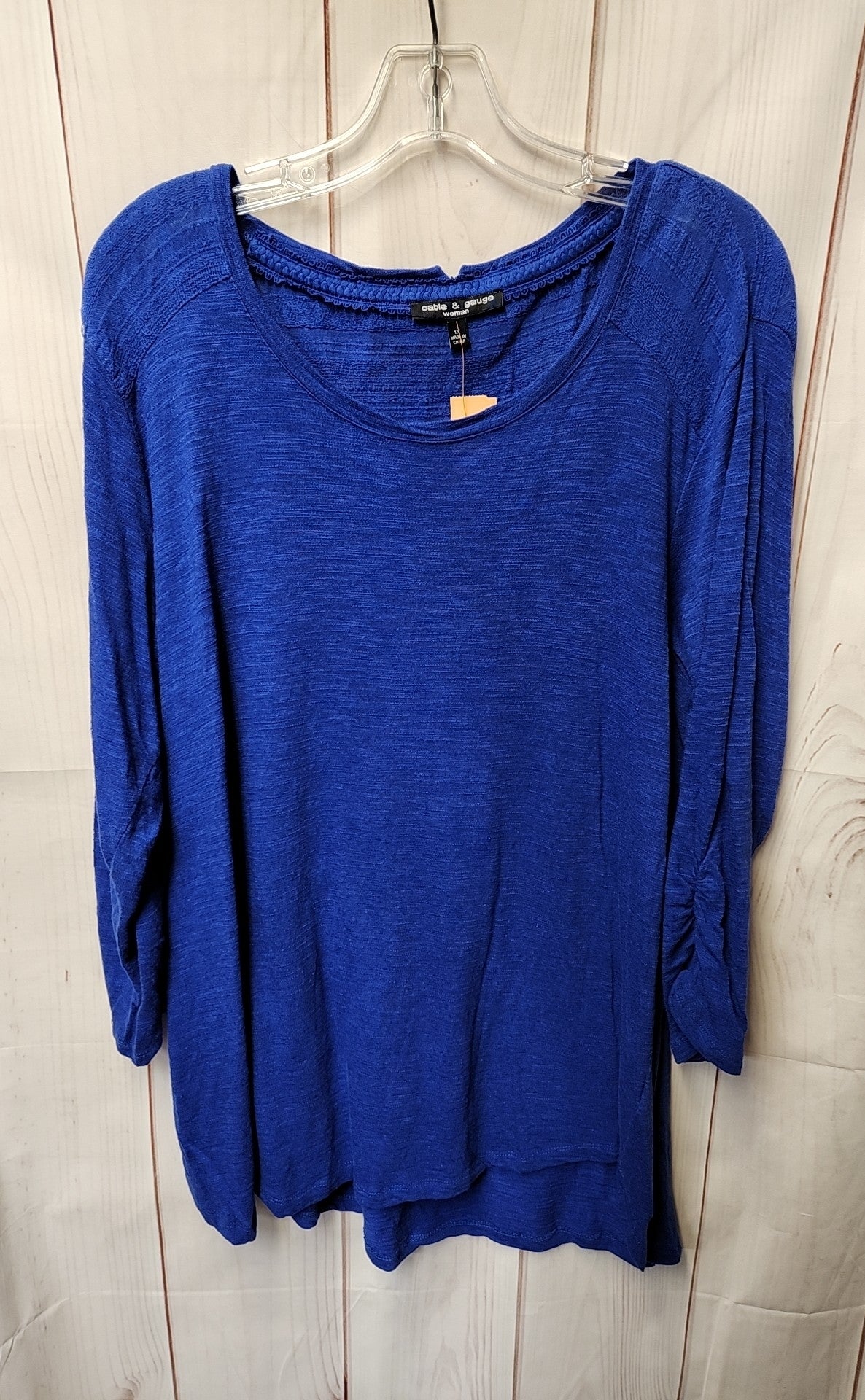 Cable & Gauge Women's Size 1X Blue 3/4 Sleeve Top