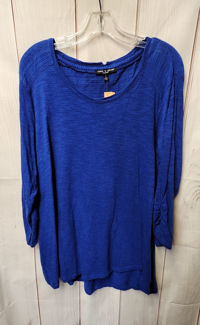 Cable & Gauge Women's Size 1X Blue 3/4 Sleeve Top