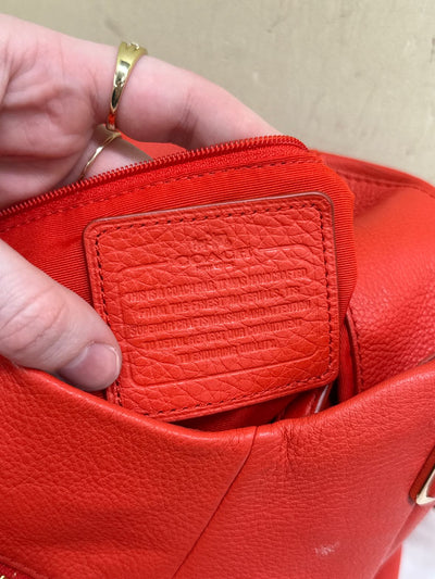 Coach Madison Phoebe F34495 Coral Orange Pebbled Leather Shoulder Bag Purse