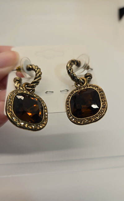 Brown Crystal Earrings