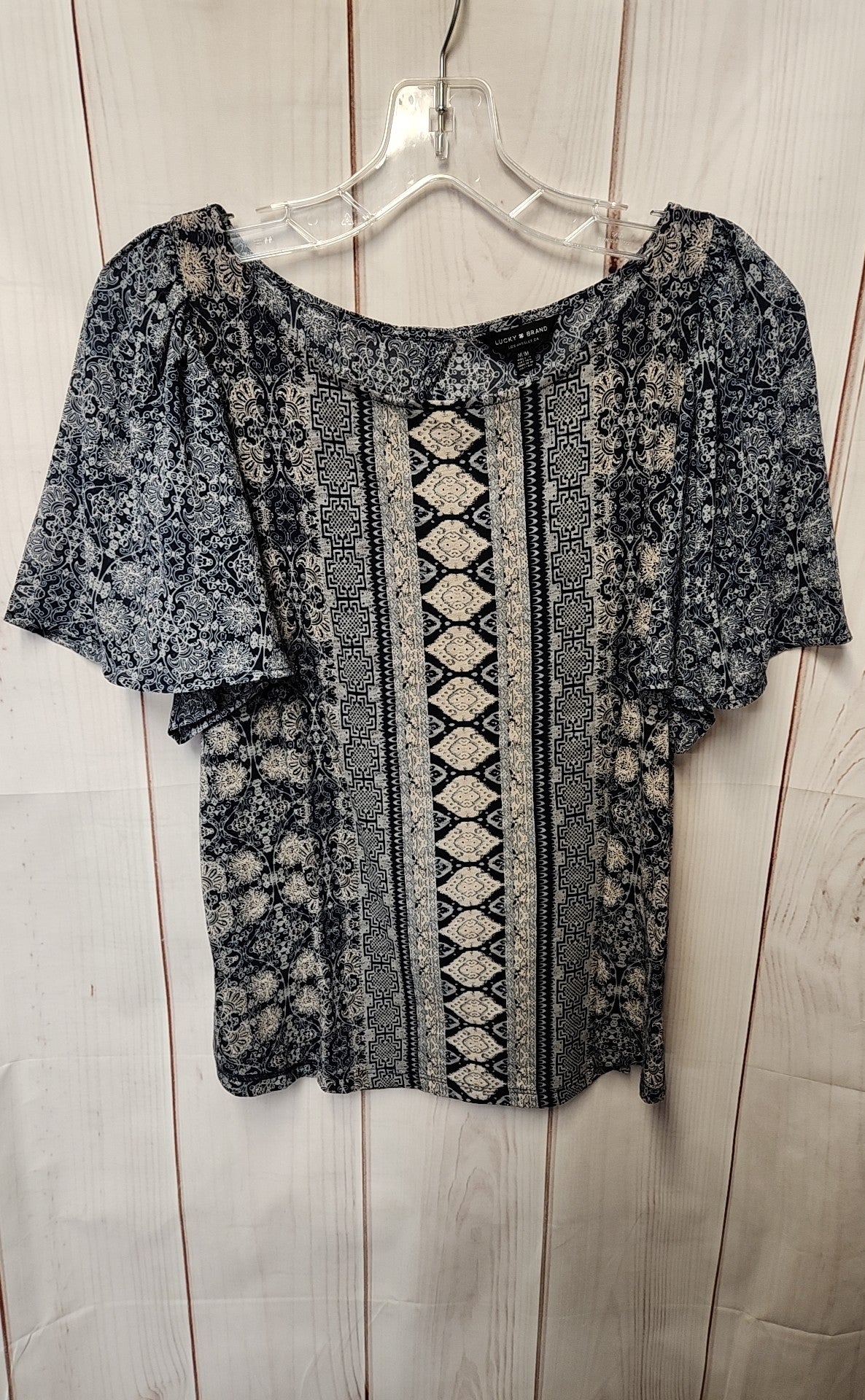 Lucky Brand Women's Size M Navy Short Sleeve Top