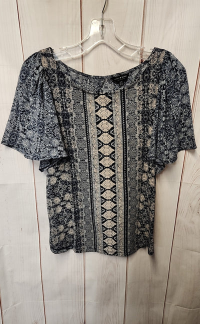 Lucky Brand Women's Size M Navy Short Sleeve Top