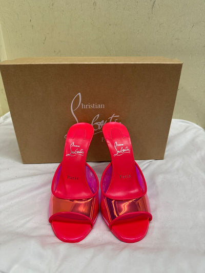 Christian Louboutin Size 36 = 5-1/2 Pink Pumps PVC Slides Shoes Just Arch 100