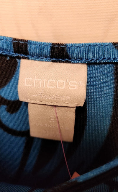 Chico's Travelers Women's Size 3 = US XL Black & Blue Sleeveless Top