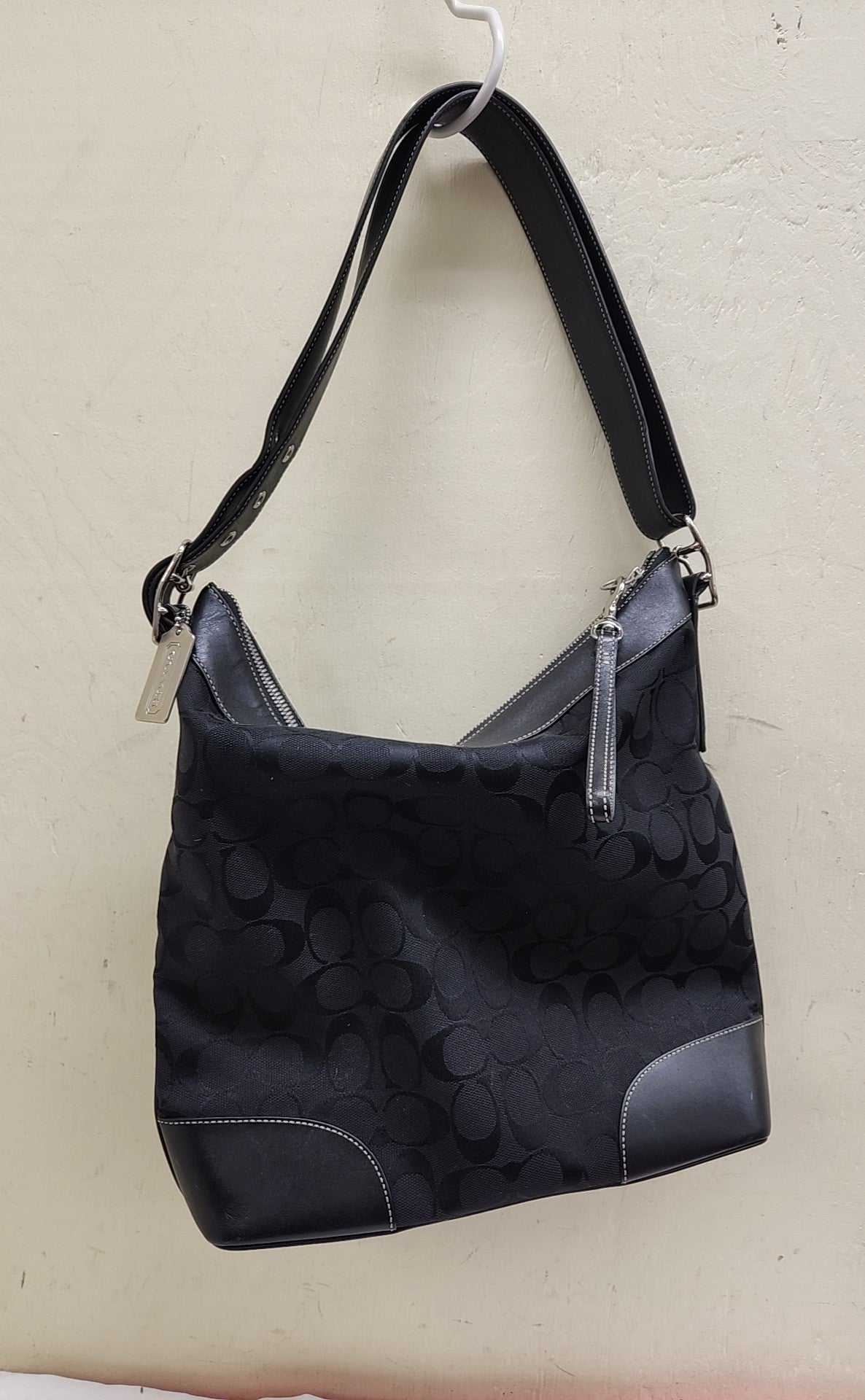Coach 6346 Black Sig. Logo Canvas Purse Bag