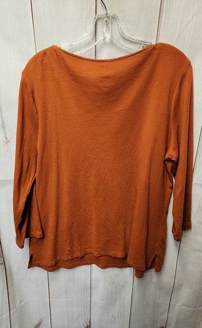 Croft & Barrow Women's Size L Orange 3/4 Sleeve Top