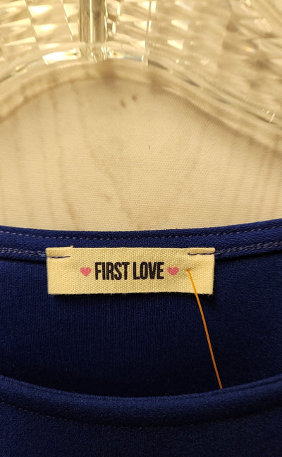 First Love Women's Size S Blue Short Sleeve Top