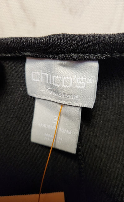 Chico's Travelers Women's Size 3 = US XL Black 3/4 Sleeve Top