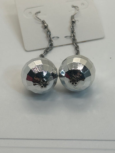 Silver Dangle Crystal Ball Earrings