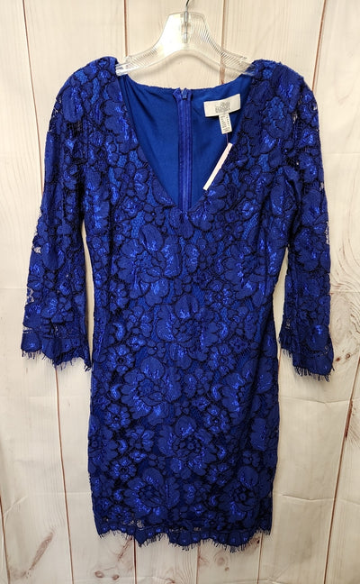 Badgley Mischka Women's Size 6 Blue Floral Dress