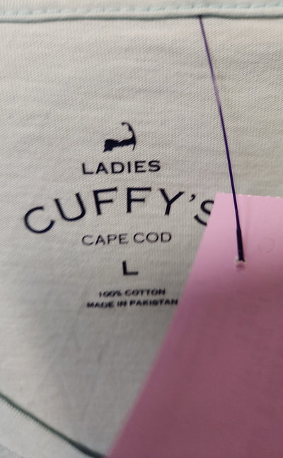 Cuffy's Women's Size L Light Blue Short Sleeve Top