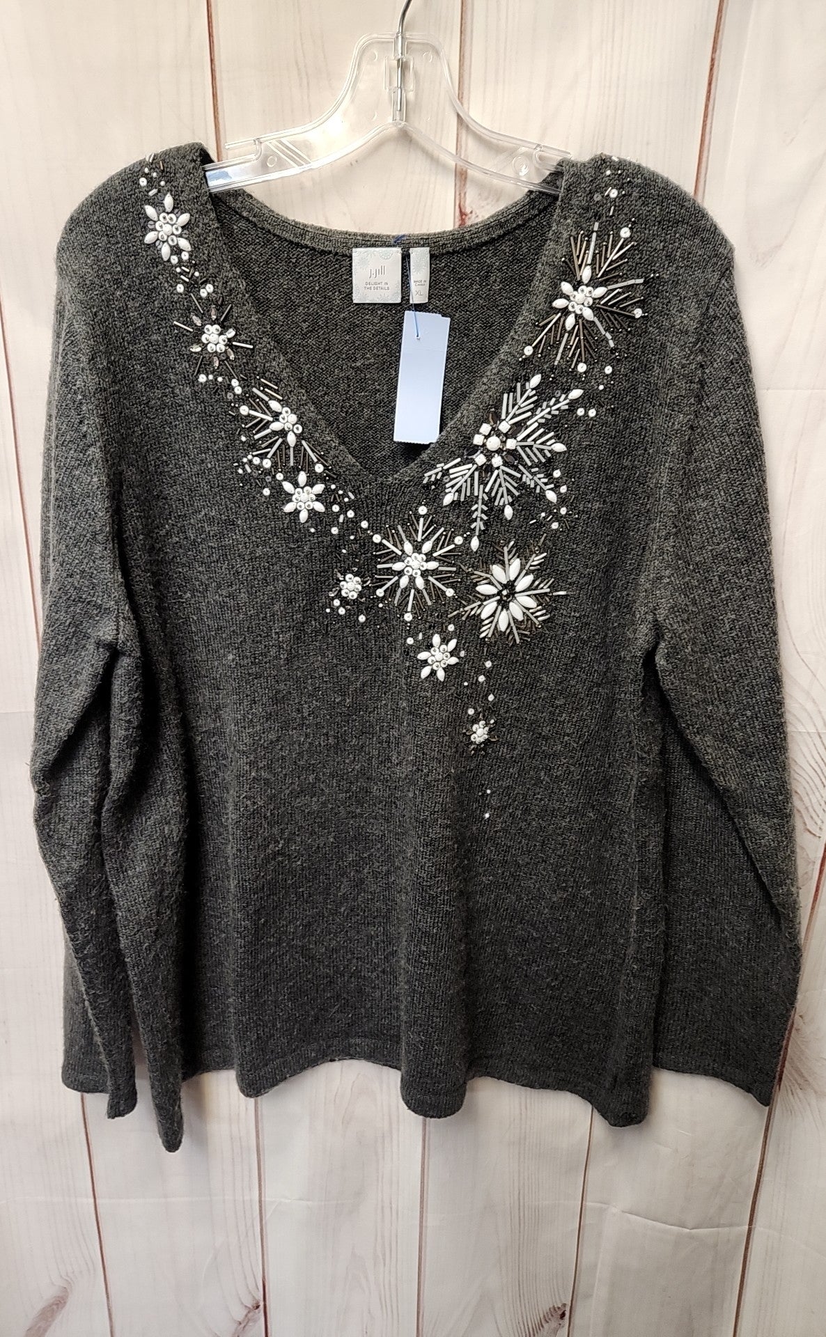 J Jill Women's Size XL Gray Holiday Sweater