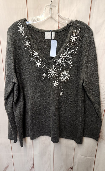 J Jill Women's Size XL Gray Holiday Sweater