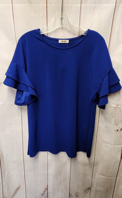 First Love Women's Size S Blue Short Sleeve Top