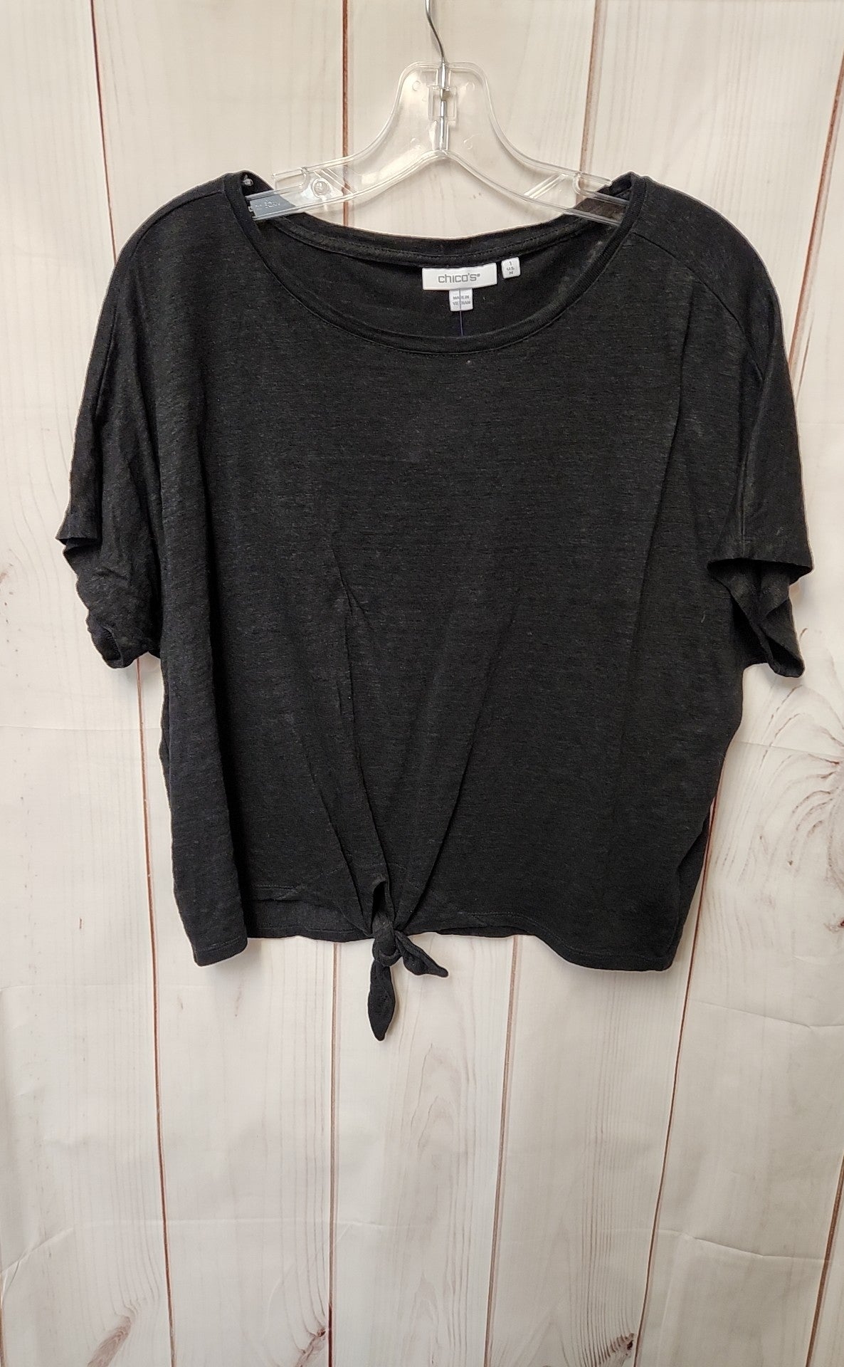 Chico's Women's Size 1 = US M Black Short Sleeve Top