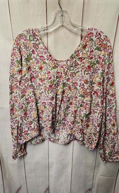 NWT Loft Women's Size XL White & Pink Floral Long Sleeve Top