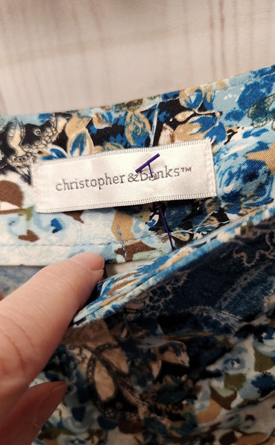 Christopher & Banks Women's Size 8 Blue Print Skirt