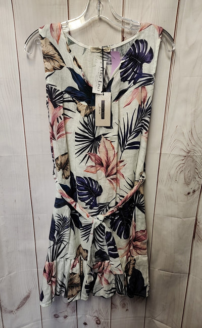 NWT Lungo L'Arno Women's Size S White Linen Floral Dress