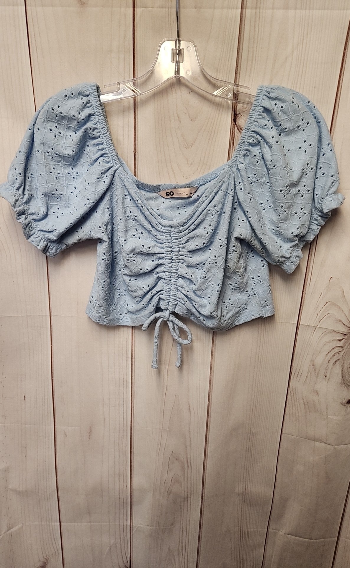 So Women's Size L Blue Short Sleeve Top