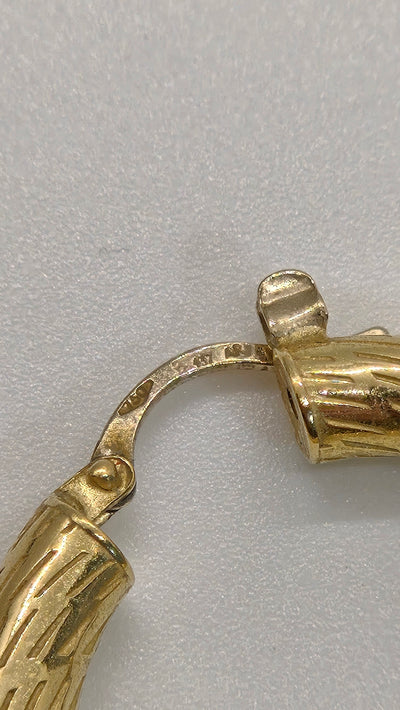 18K Yellow Gold Hoops Earrings 750 Approx 1" - 4.23 grams - Diamond Cut