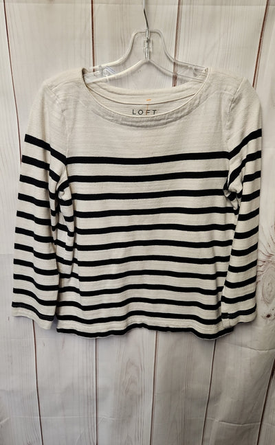 Loft Women's Size S White & Black 3/4 Sleeve Top